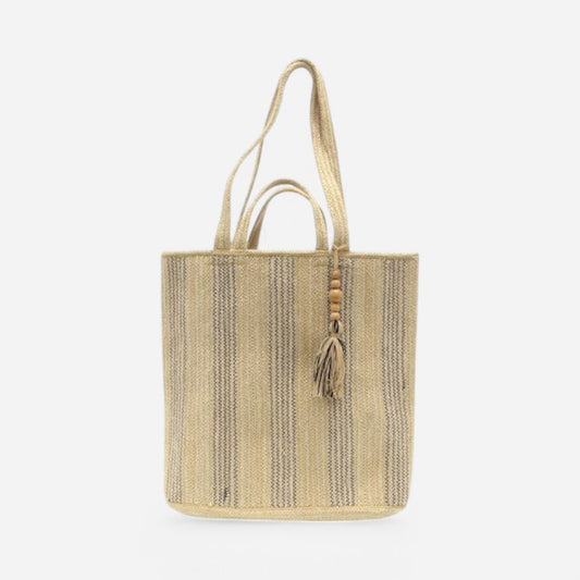 Joy Susan Jude Double Handle Tassel Jute Fiber Tote